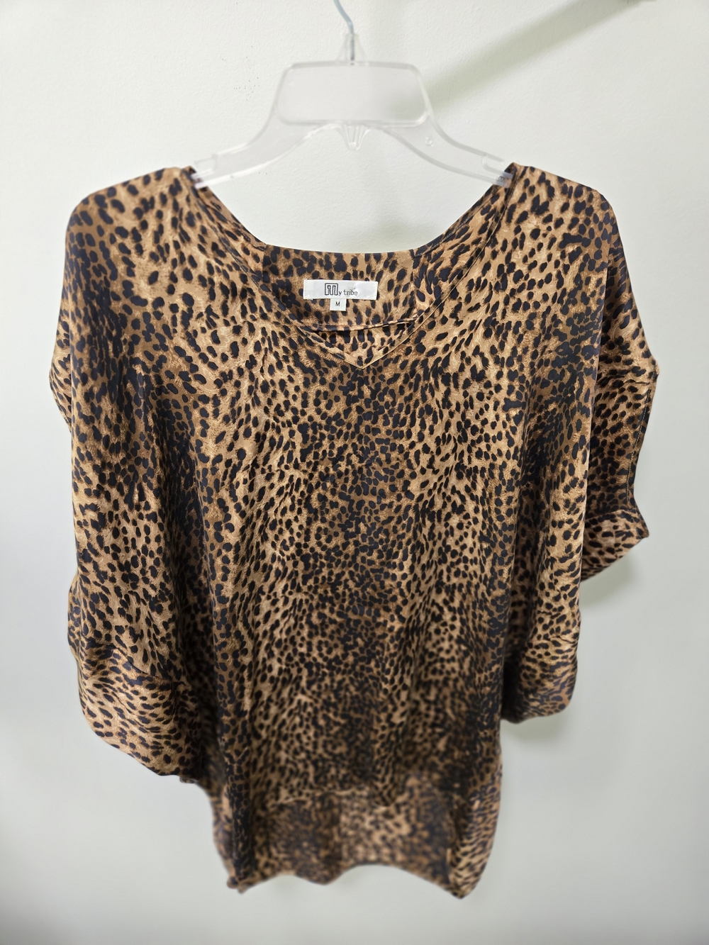 My Tribe Leopard Print V-Neck Tunic - Brown & Black